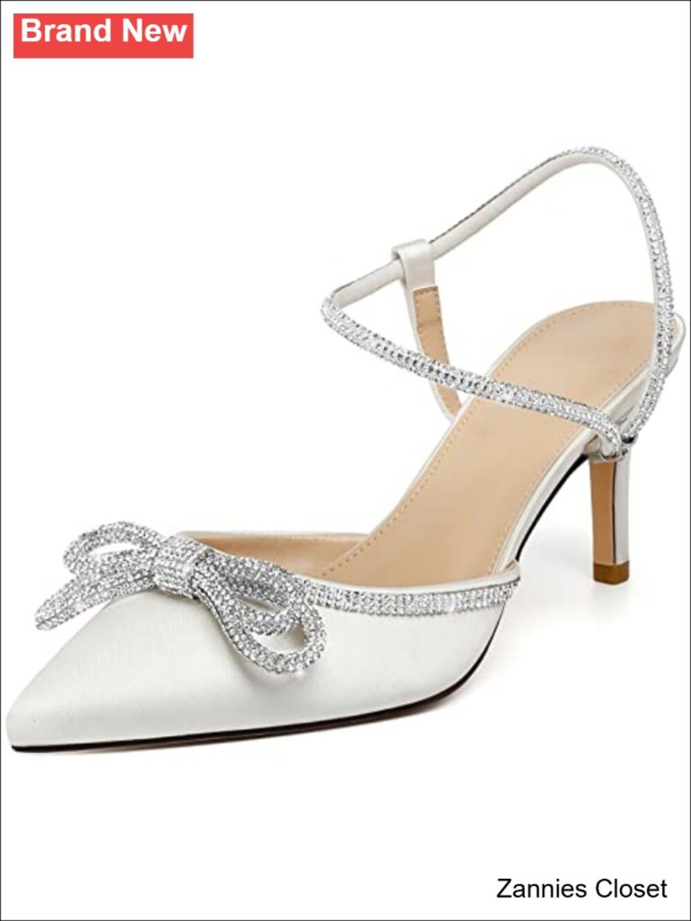 ✨ Susanny Women's Rhinestone Bow Slingback Kitten Heels Pointed Toe Pumps